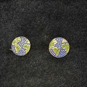 Gold and Blue Earth Stud Earrings